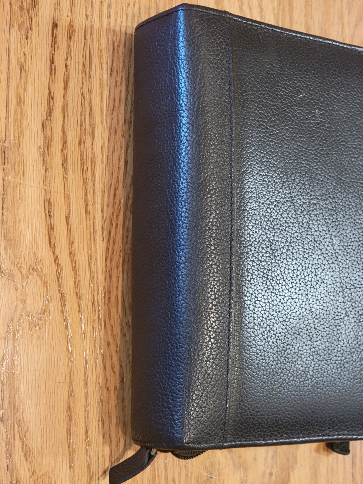 FRANKLIN QUEST Zip Binder 1994 w/ Inserts Vintage 6 Ring Black Top Grain Leather