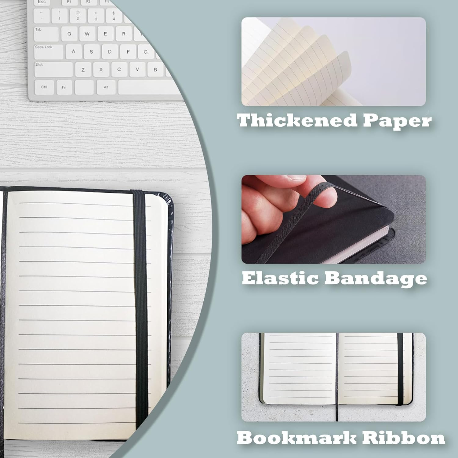 2 Pack Notebook Journal, 160 Pages Pocket Notepad with Waterproof Cover, Mini Me