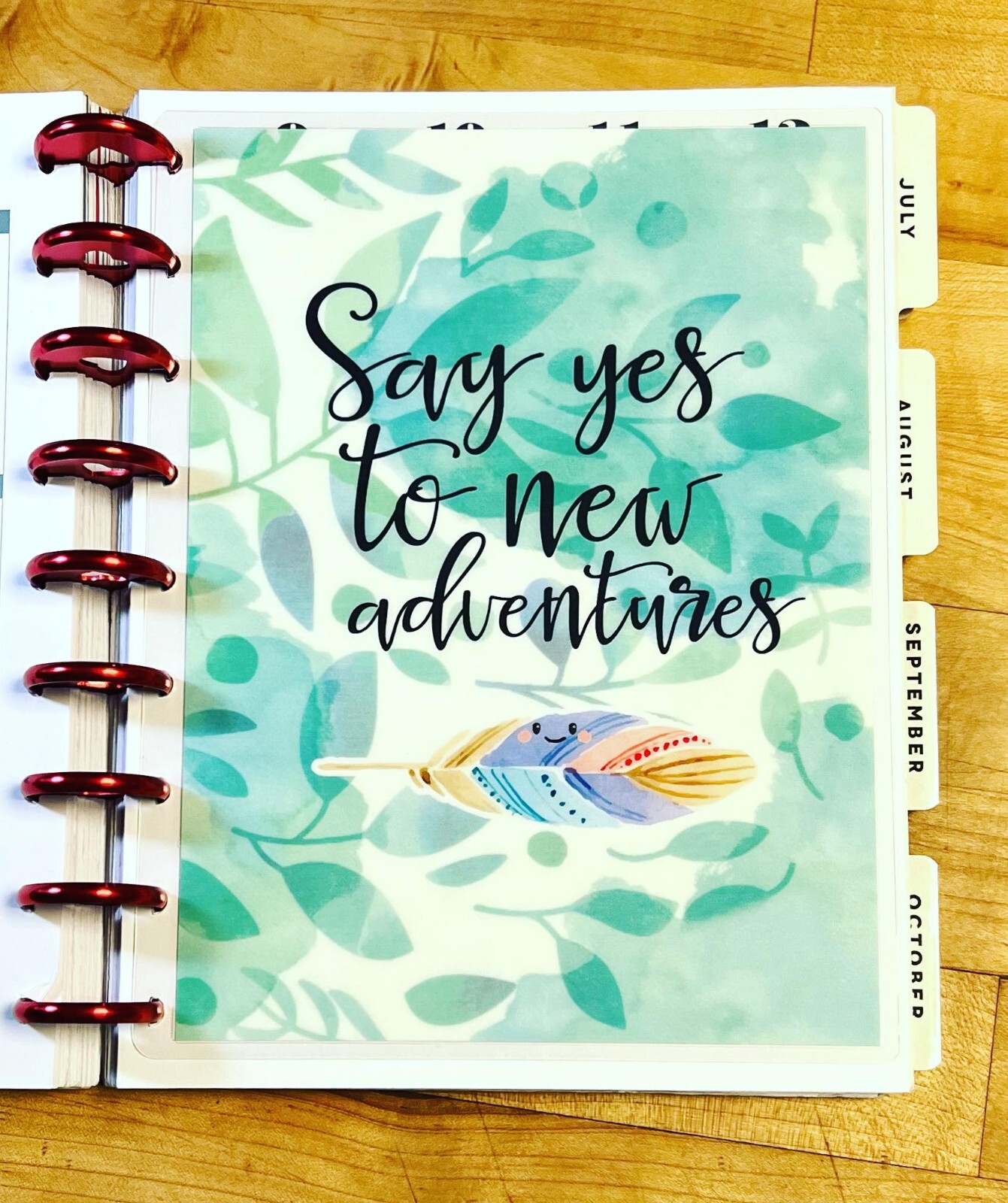 “Say Yes to New Adventures” Quote 2-Sided Dashboard for use with Happy Planner