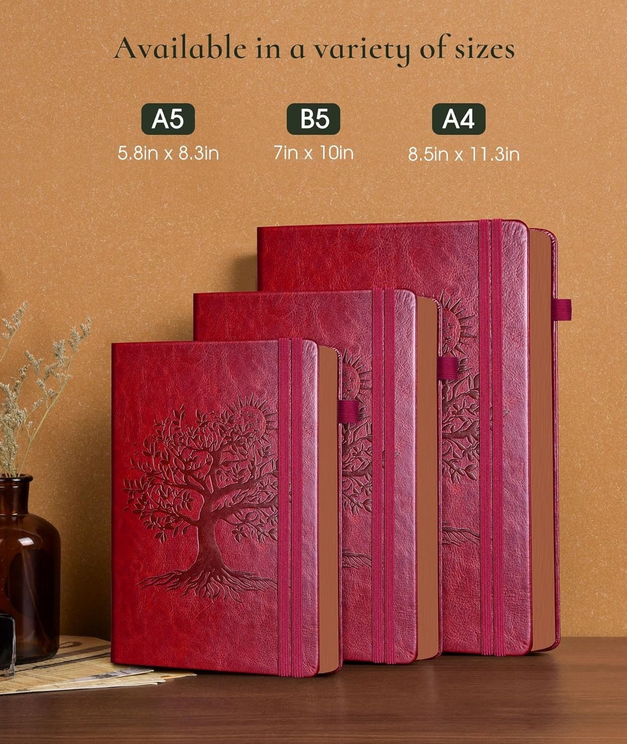 Vintage Leather Journal A4 Size 300 Numbered Pages Waterproof Hard Cover