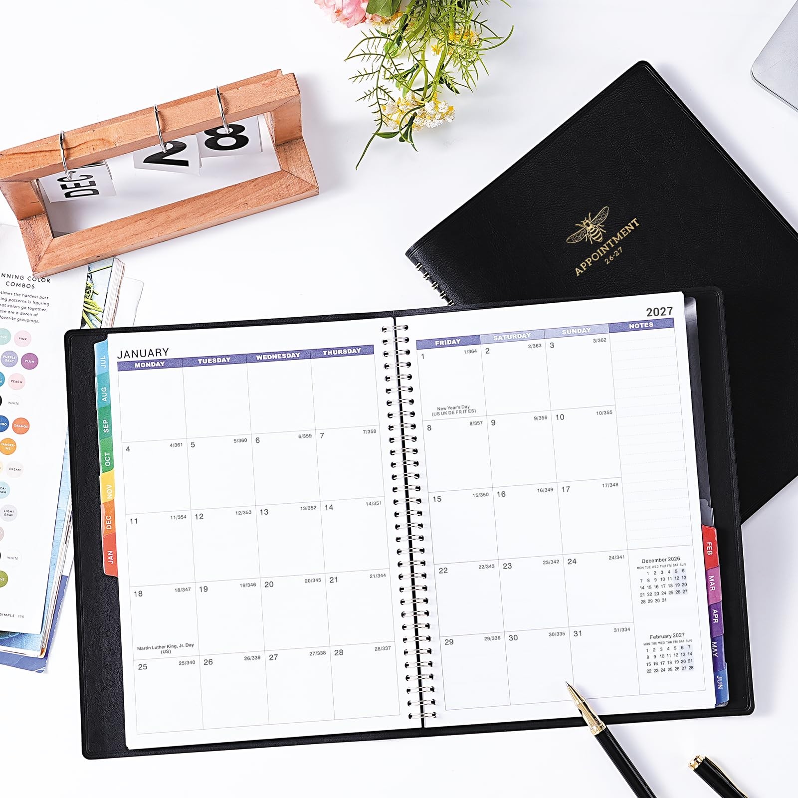 Appointment Book 2026-2027 – Planner Large, Black:9″ x 11″