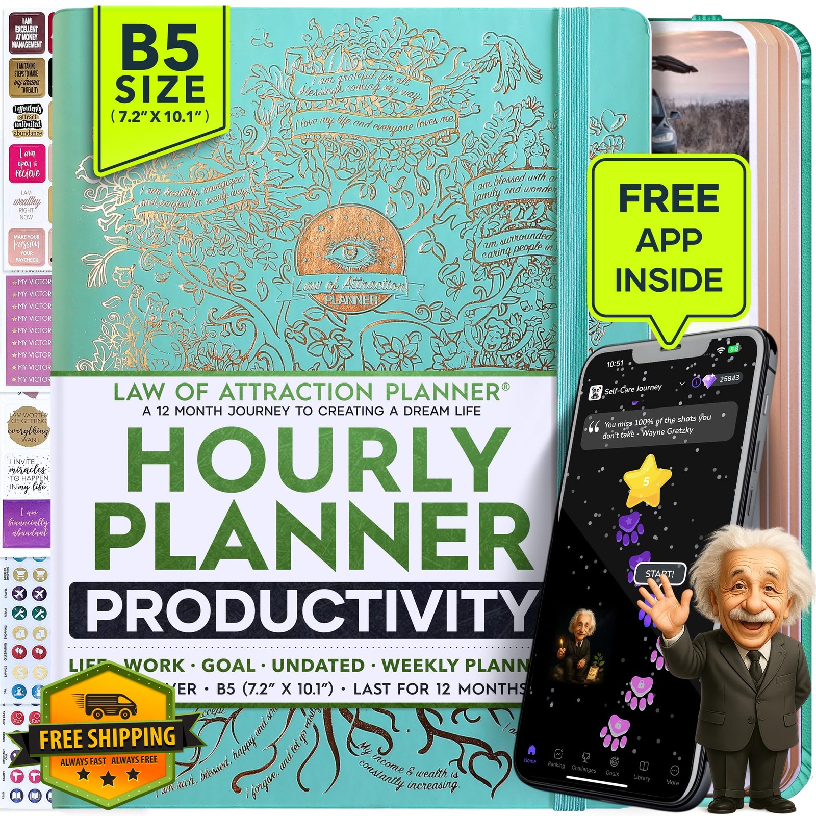 Life Planner Deluxe Undated Planner Weekly and Monthly Manifestiing Journal |…