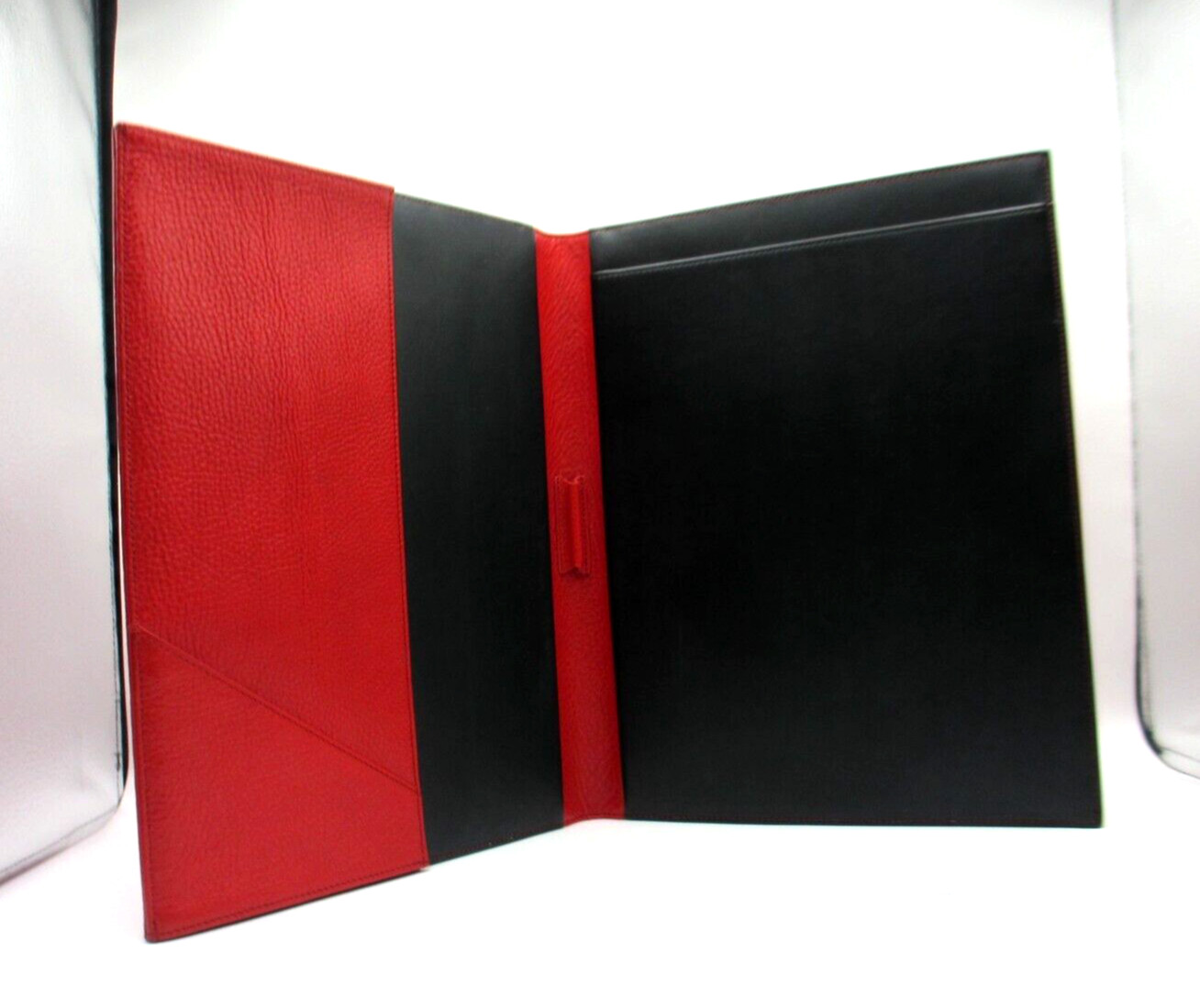 Portfolio Leather Holds 8×10 Pad Notes Pen Business Cards NEW RED