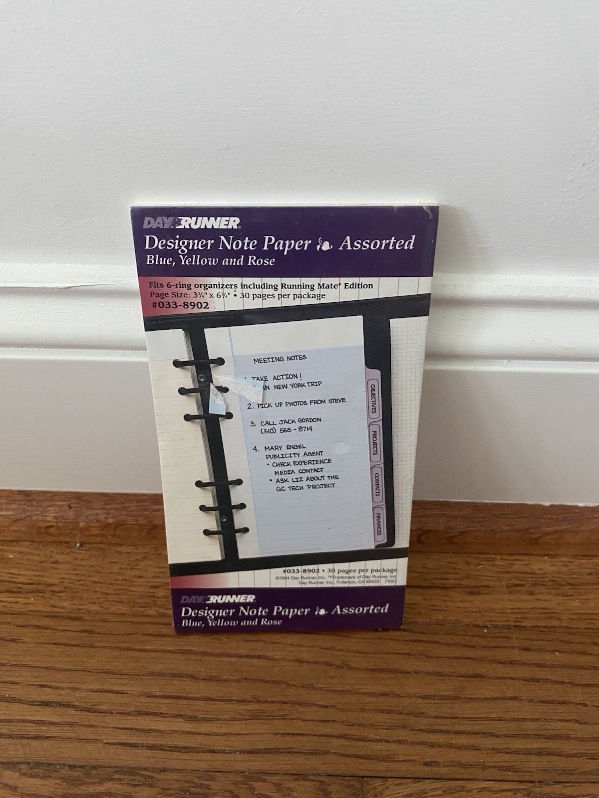 Day Runner Refill Pages Designer Note Paper Asst 033-8902 1994 New 6 Ring 3¾X6¾