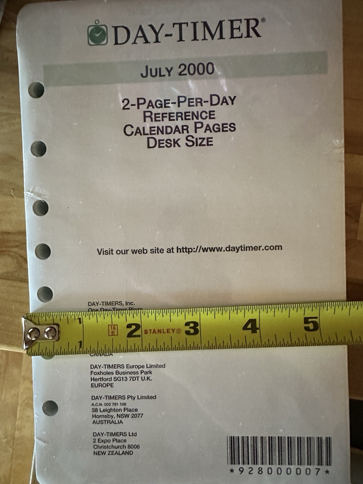 Day-Timer July 2000 2 Page-Per-Day Reference Calendar Pages Desk Size NISP