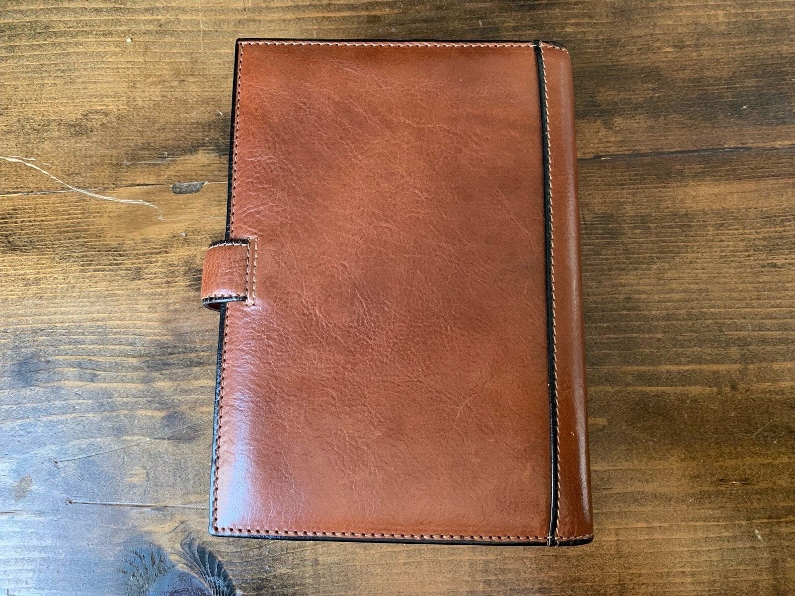 Vintage Tumi Desk Agenda Planner Organizer Brown Leather Stitched