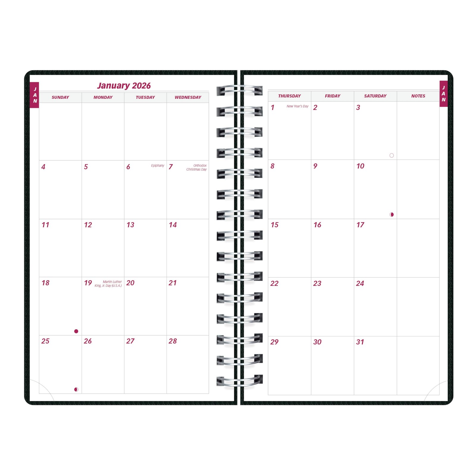 2026 Daily Monthly Planner, Appointment Book, Twin-Wire Binding, 8″ x 5″