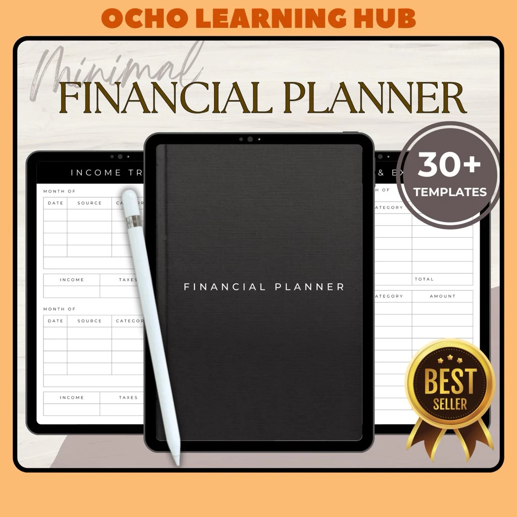 UNDATED Digital Financial Planner Simple Minimalist Income Expenses Bills Saving