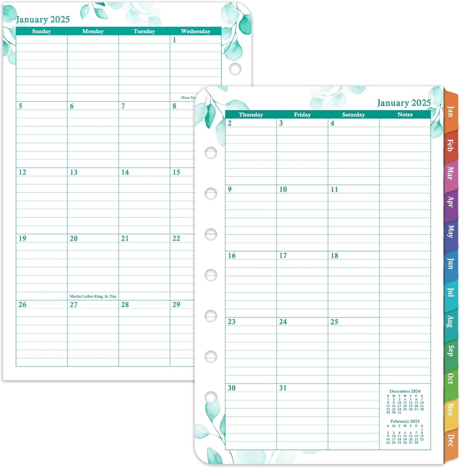2025 Planner Refills – JAN – DEC 2025 Planner Refills Two Pages Per Day Daily…