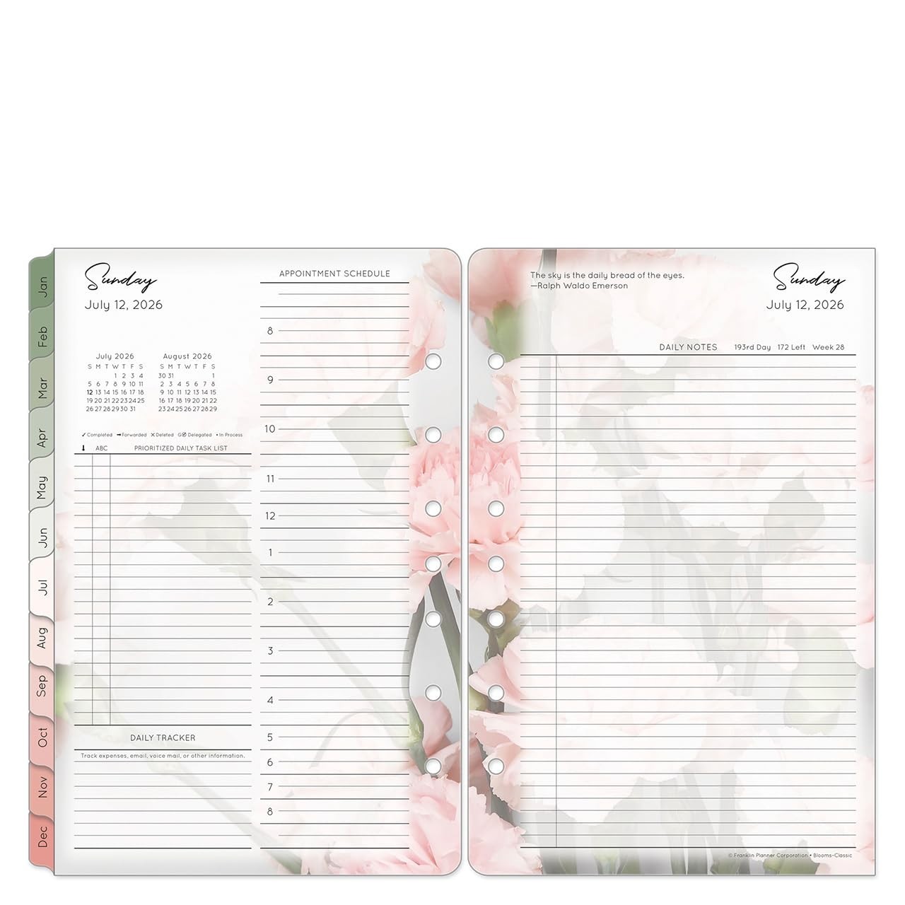 Ring-Bound Planner Refill – Two Pages Per Day, Classic Size, Jul 2026 – Jun 2027