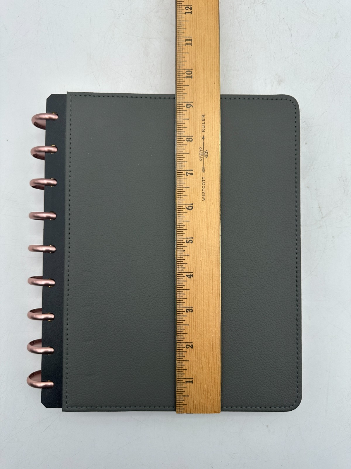 Inkwell Press Disc Bound Planner Grey Vegan Leather Cover Rose Gold Discs
