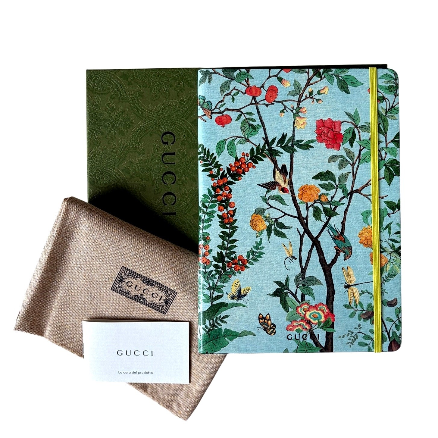 NEW Gucci Tian Print Large Luxury Notebook Blue Floral Journal in Gift Box