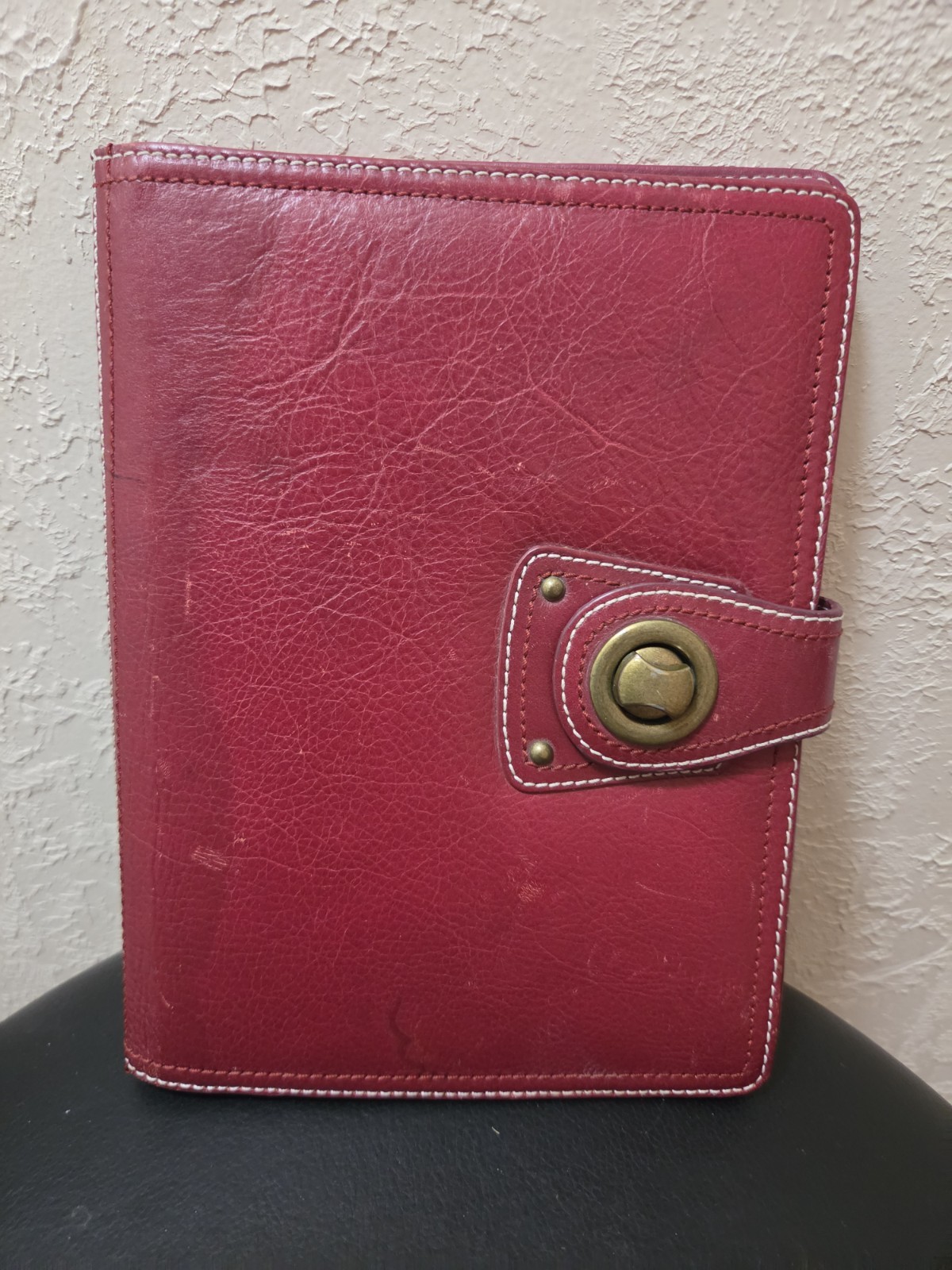 Franklin Covey Leather Red Filofax Malden A5 Organizer