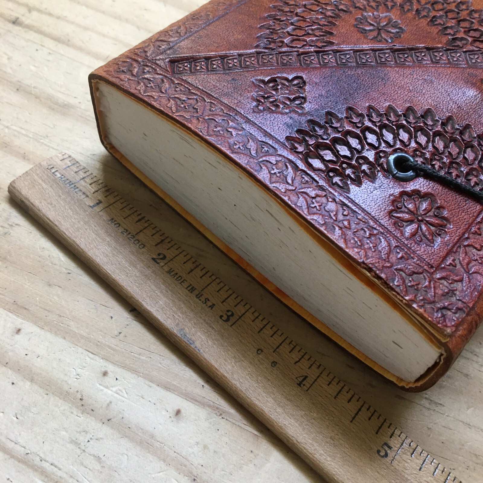 Vintage Embossed Handmade Leather Cover Note Writing Journal 5″W x 5″L x1 3/4″H