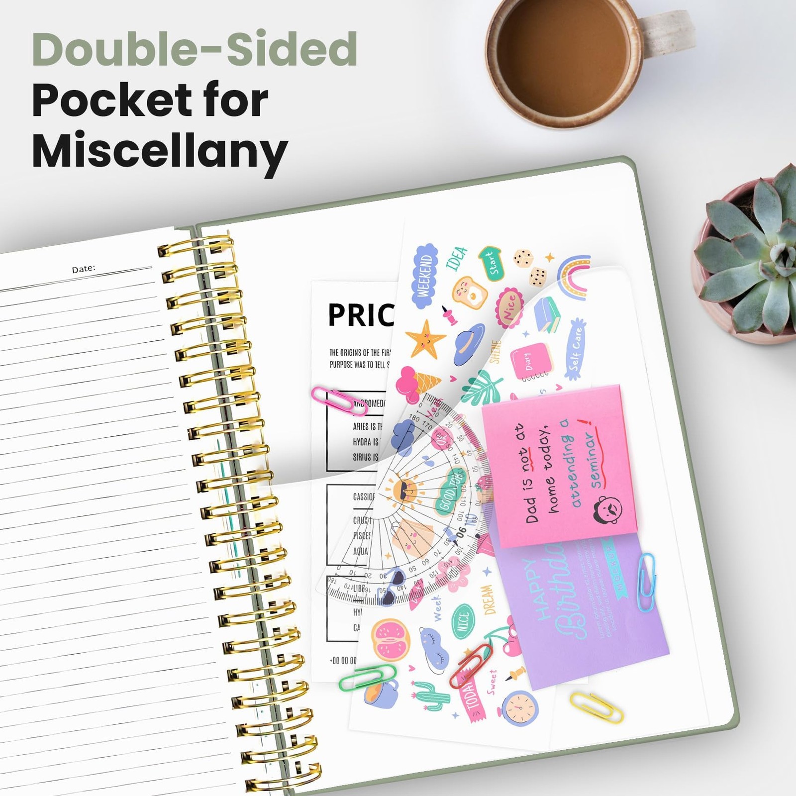 Hardcover Spiral Journal Notebooks for Work With Removable Dividers & Tabs, 8…