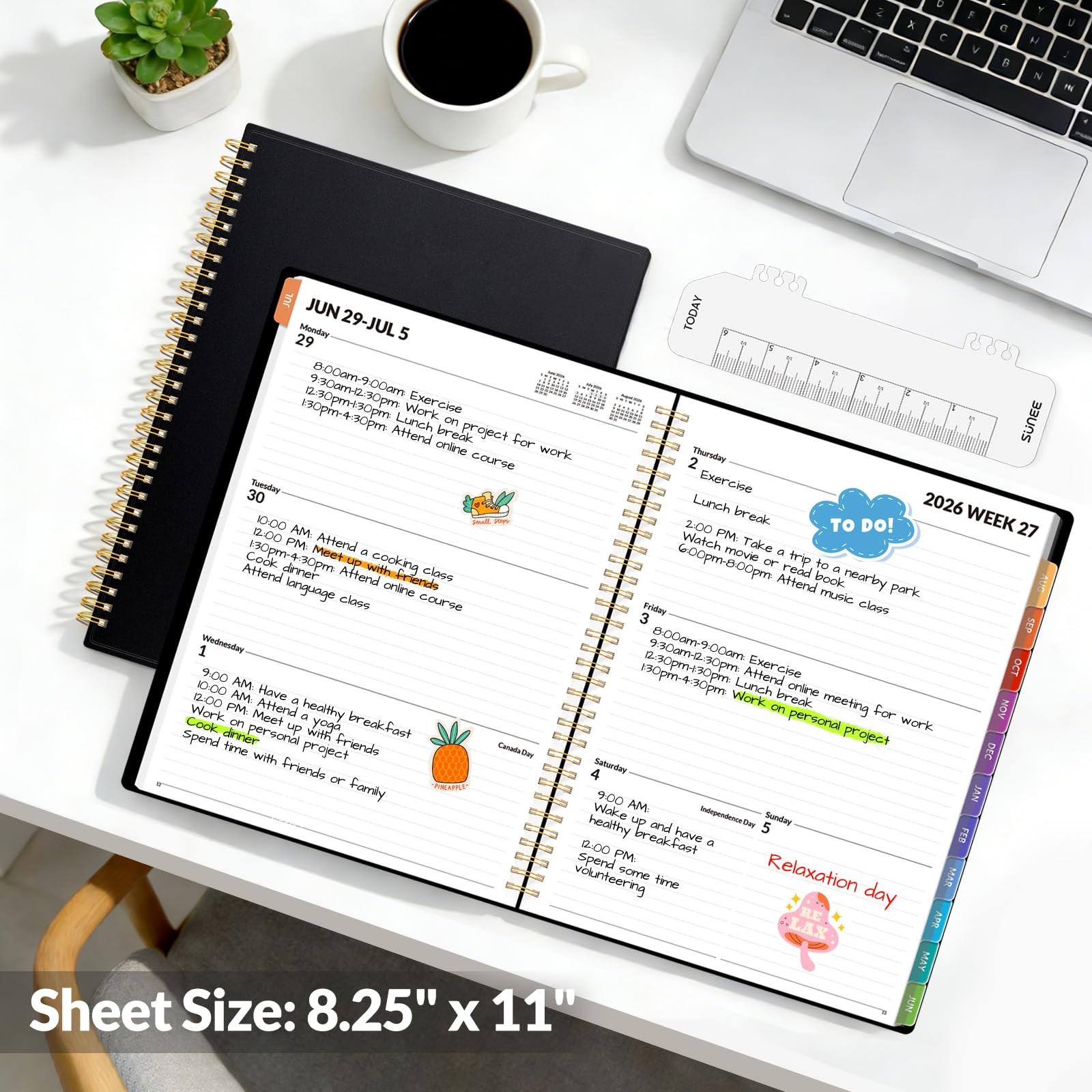 2026 2027 Academic Planner Weekly Monthly Student Teacher Organizer 8.5×11 Black