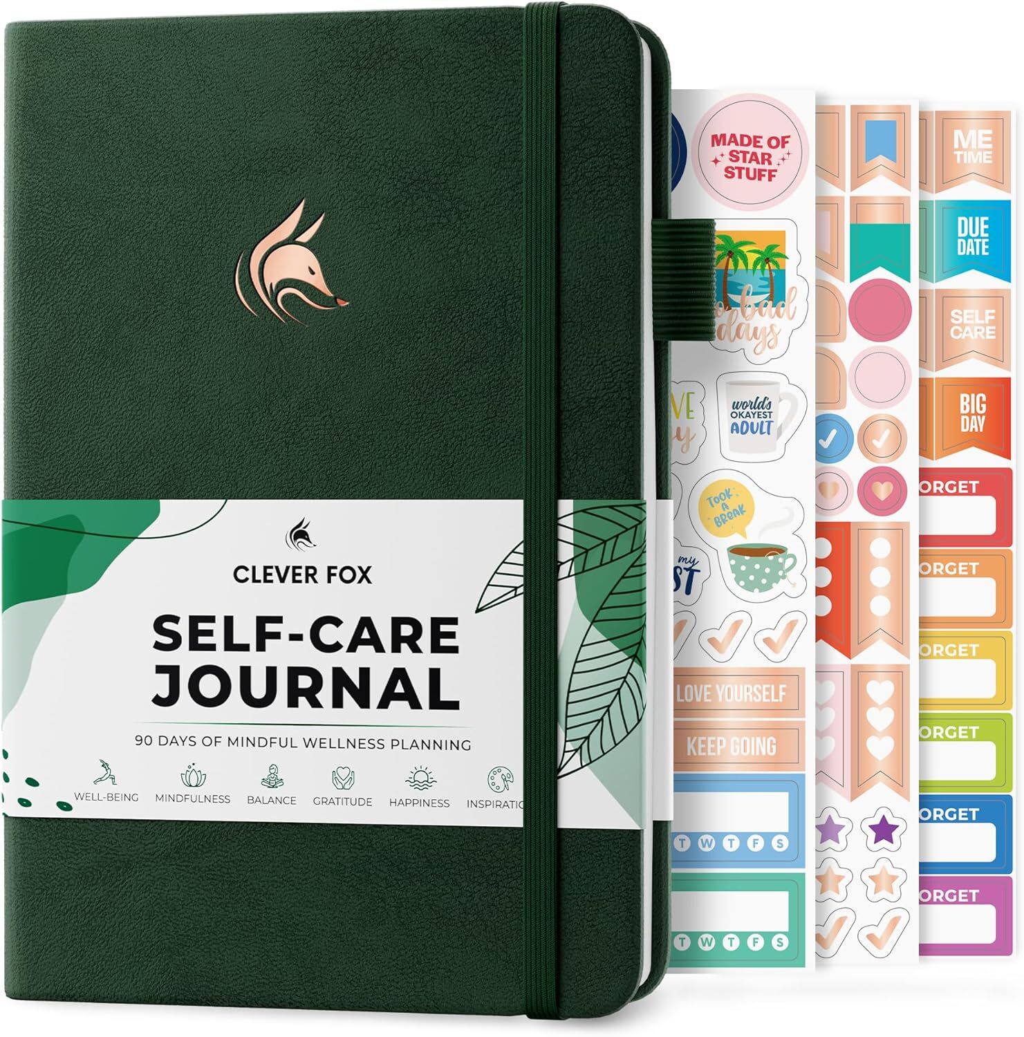 Clever Fox Self-Care Journal – Wellness & A5 (5.8” x 8.3”), Forest Green