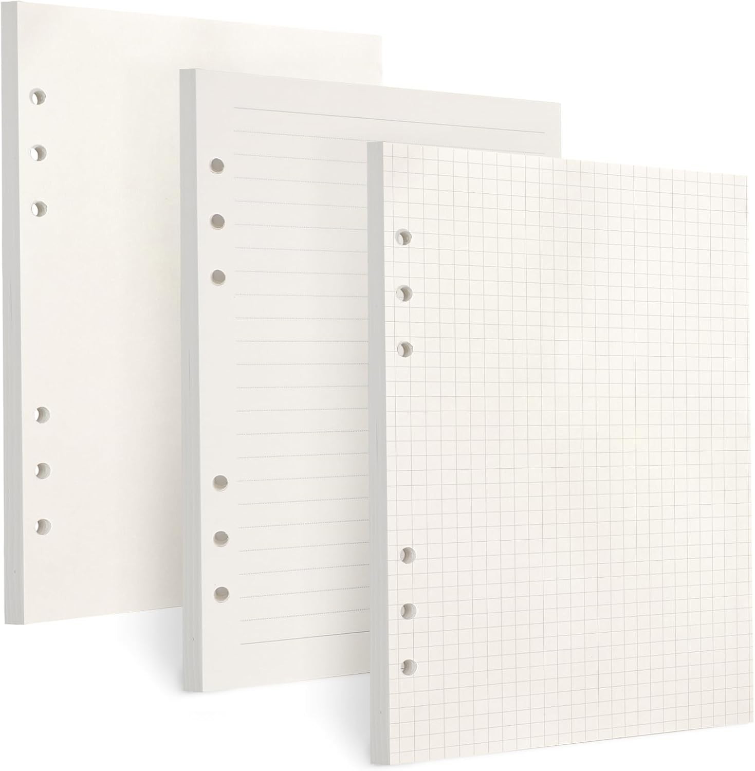 A5 Refill Paper, [3 Pack] 100GSM Thick 6 Hole Filler Inserts – 135 Sheets (270 P