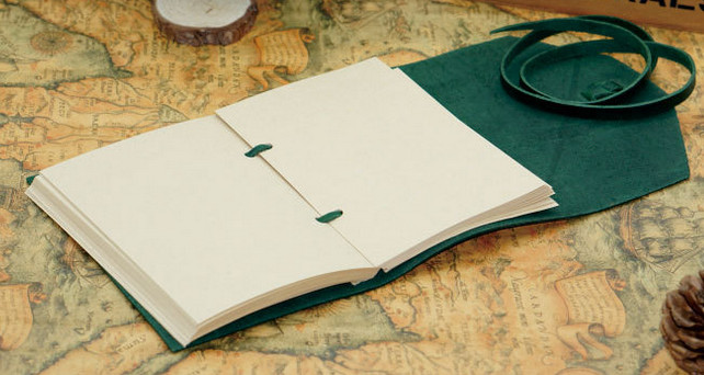 Writing notes Notebook sketchbook Diary Notepad handmade cow leather green Q282