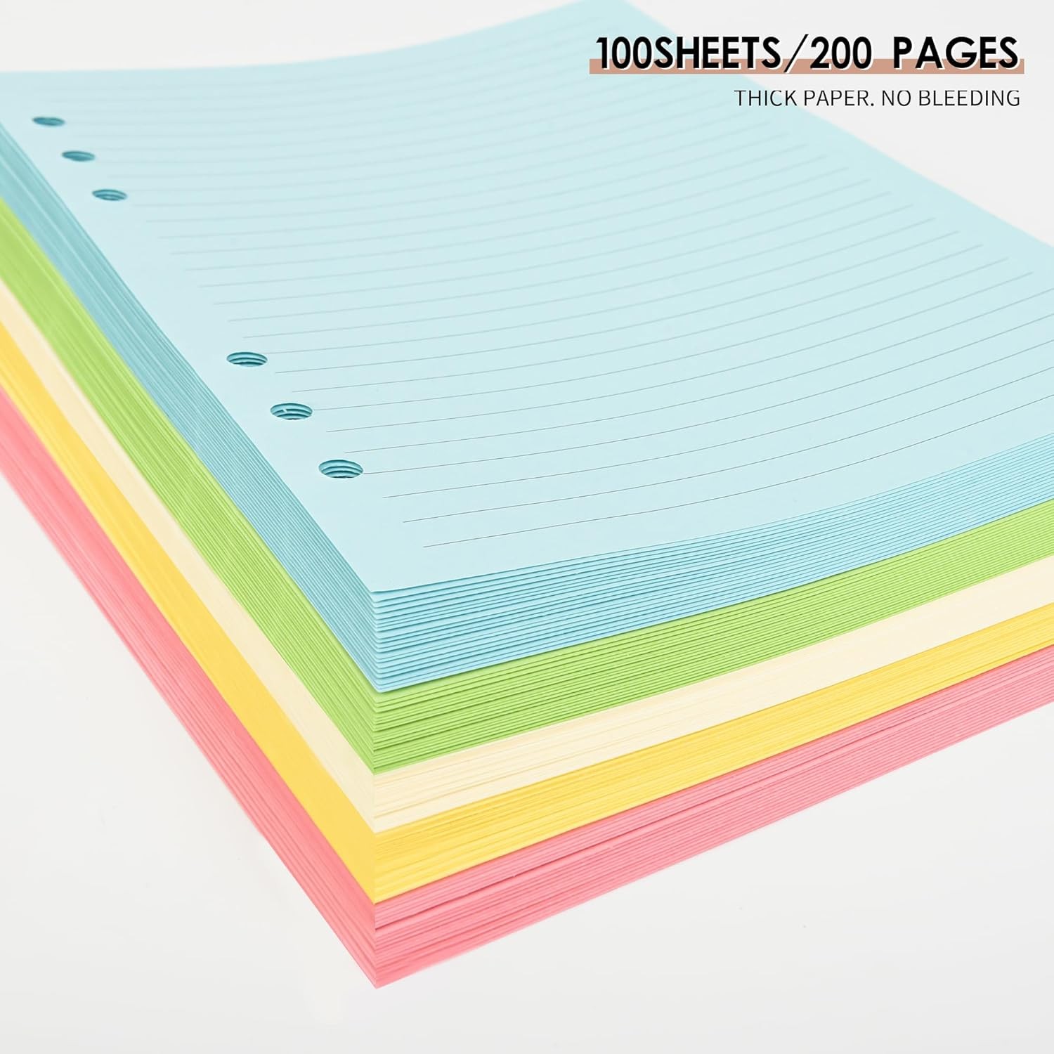 Lined Refill Paper 2 Pack A5 Colorful Ruled Journal Fillers 100 Sheets 200 Pages