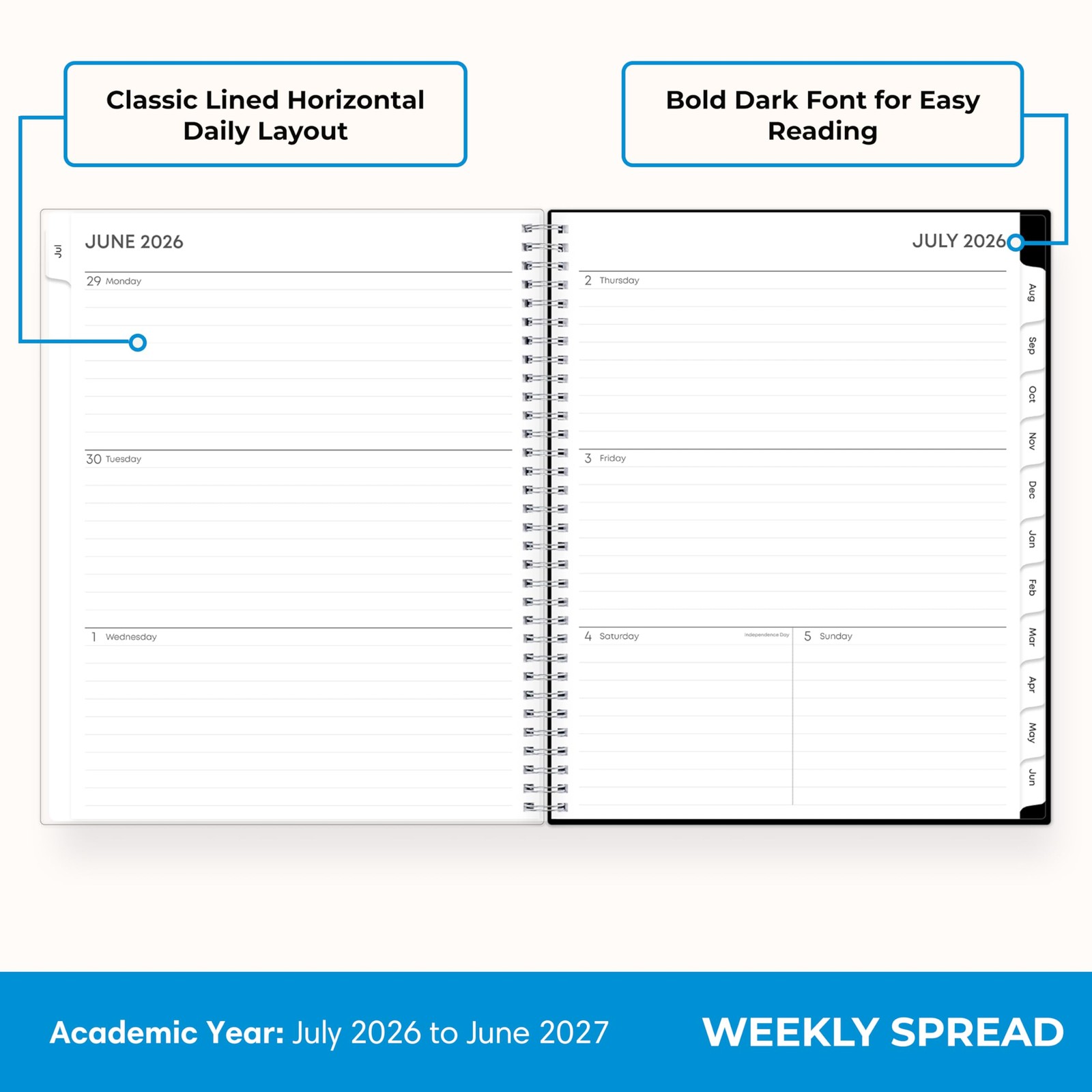Blue Sky 2026-2027 Weekly and Monthly Academic 8.5″ x 11″, Analeis- 2026/2027
