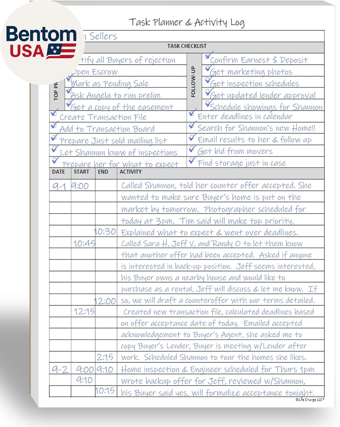 Task Planner & Activity Log Notepad – 60 Page Undated Daily & Hourly Planning Pa