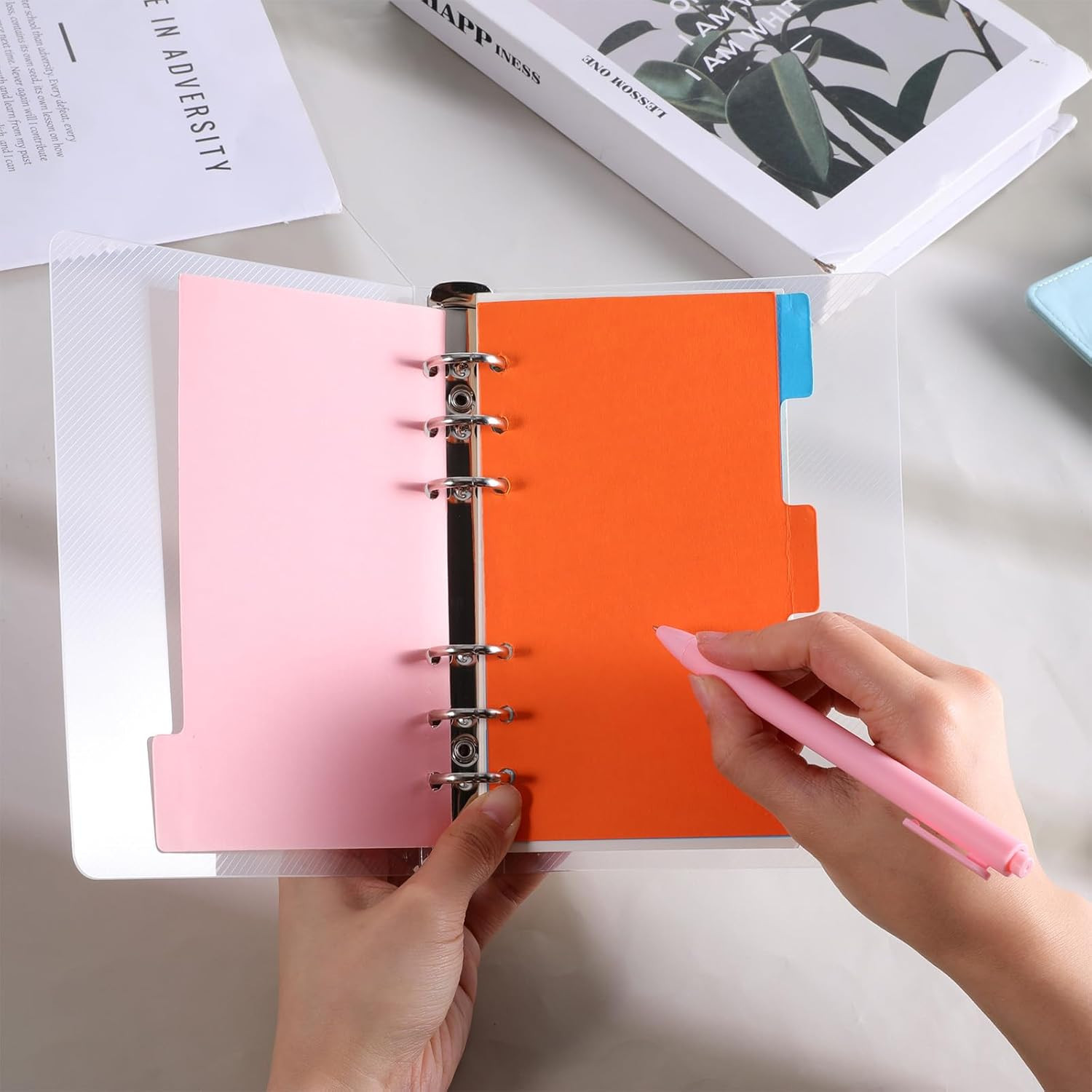 A6 Binder, Clear Acrylic 6 Ring Binder A6 Notebook Cover Planner Binders 6-Ring
