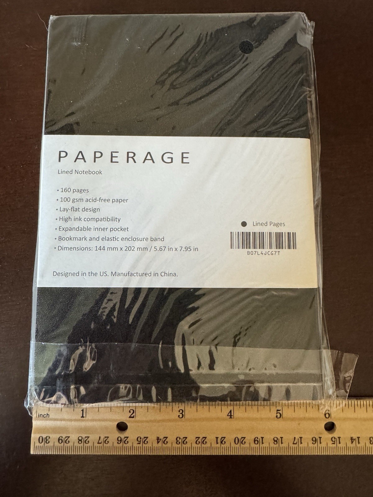 PAPERAGE Lined Journal Notebook, (Black), 160 Pages, 160 Black