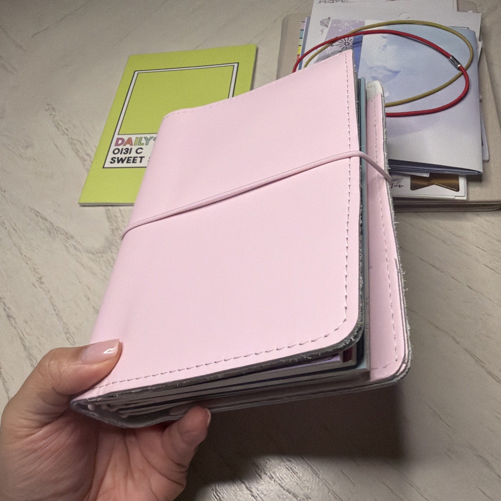New Foxy Fix B6 Leather Pink Travelers Notebook Inserts Stickers + Mystery Gifts