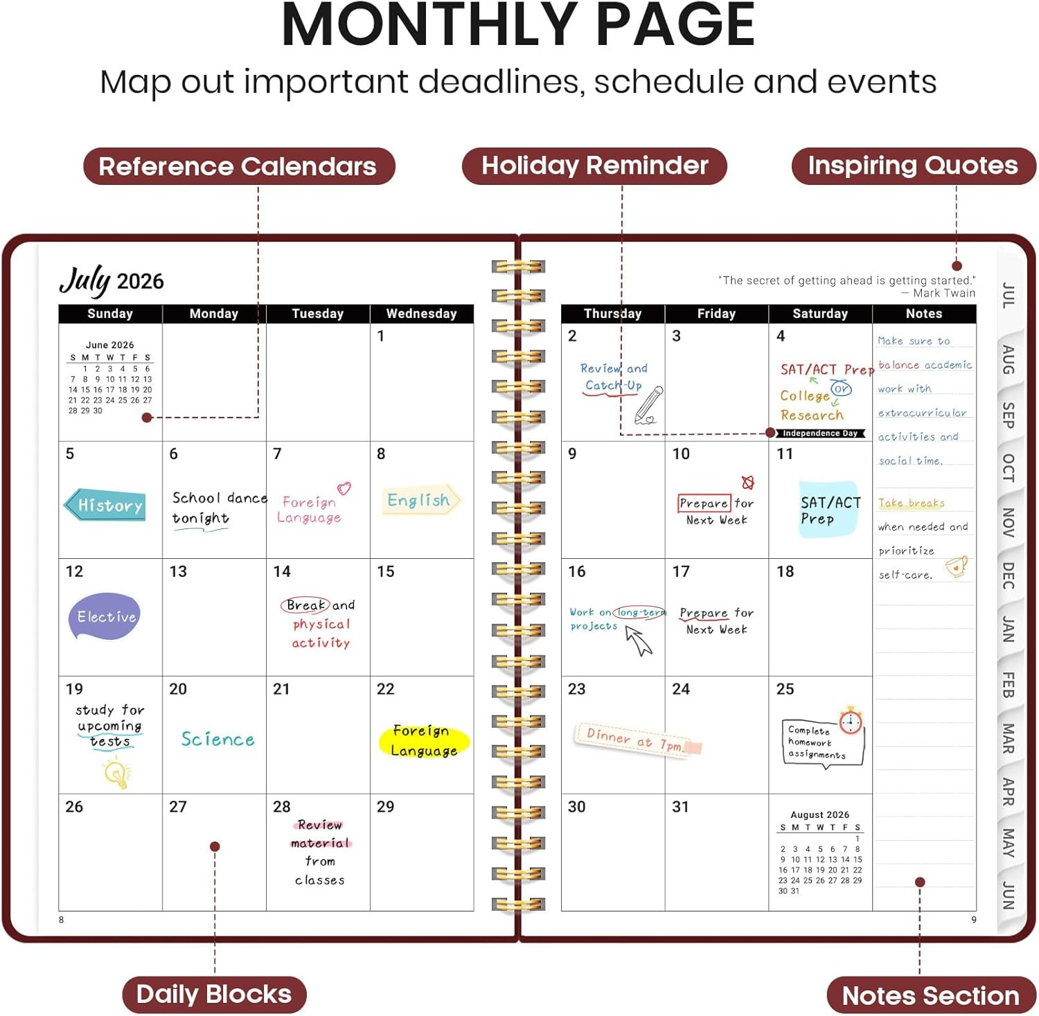 Planner 2026-2027 for Women & Men, Academic Monthly and Weekly Calendar Planner,