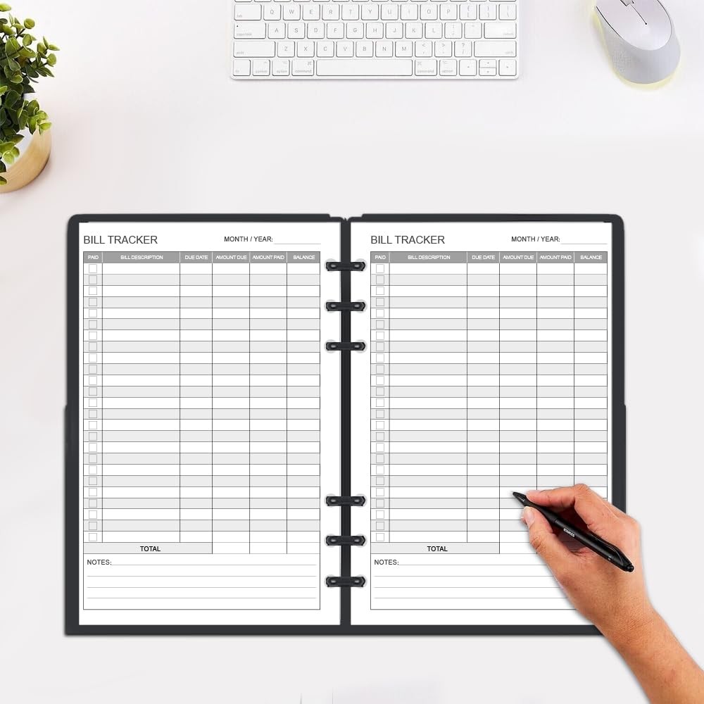 Bill Payment Tracker Refills – 100 Sheets/200 5.5 X 8.5 inches, White 6 Hole