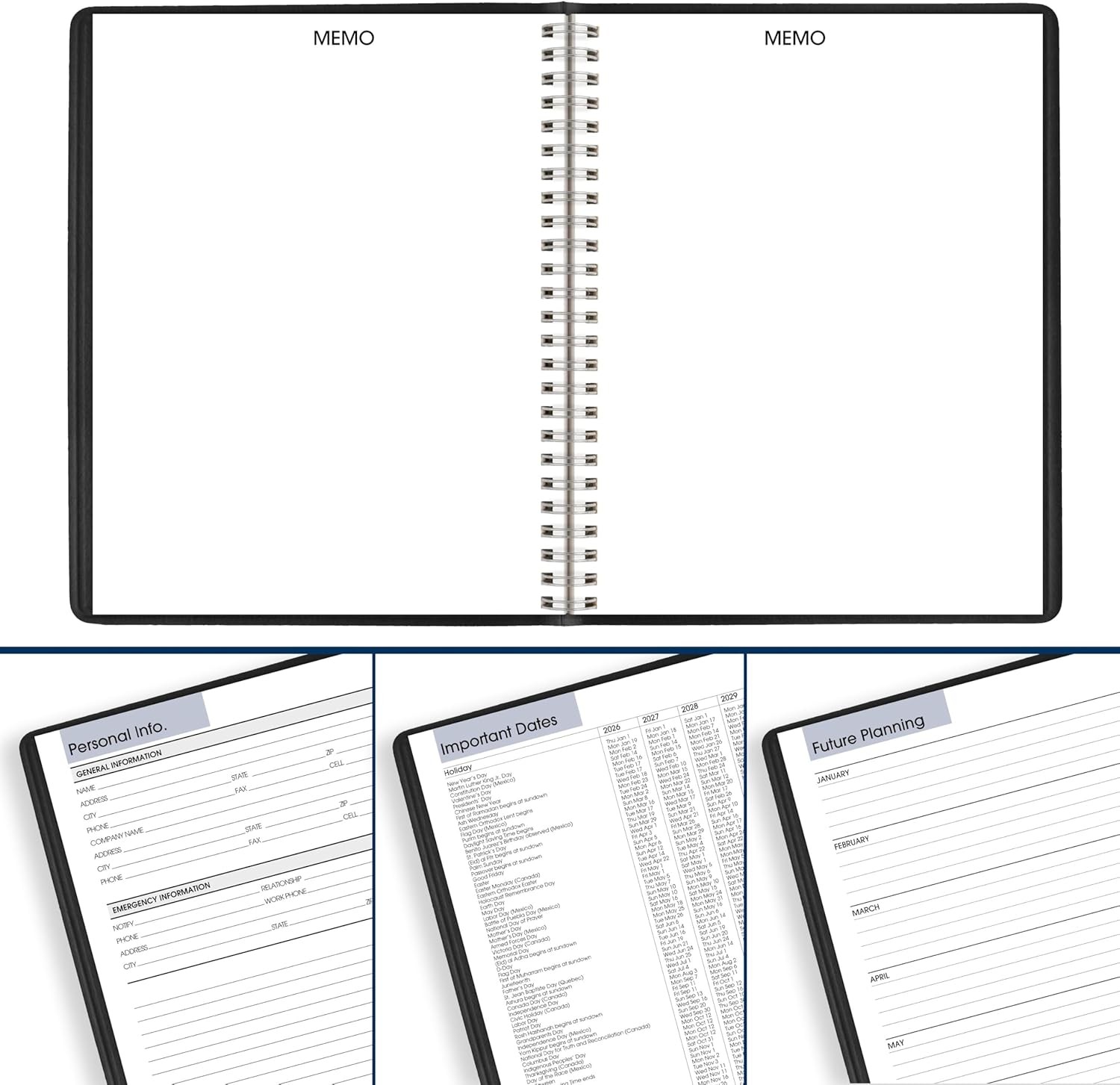 AT-A-GLANCE 2026 Planner, Monthly, 7″ x 8-3/4″, Medium, DayMinder, Black (G40000