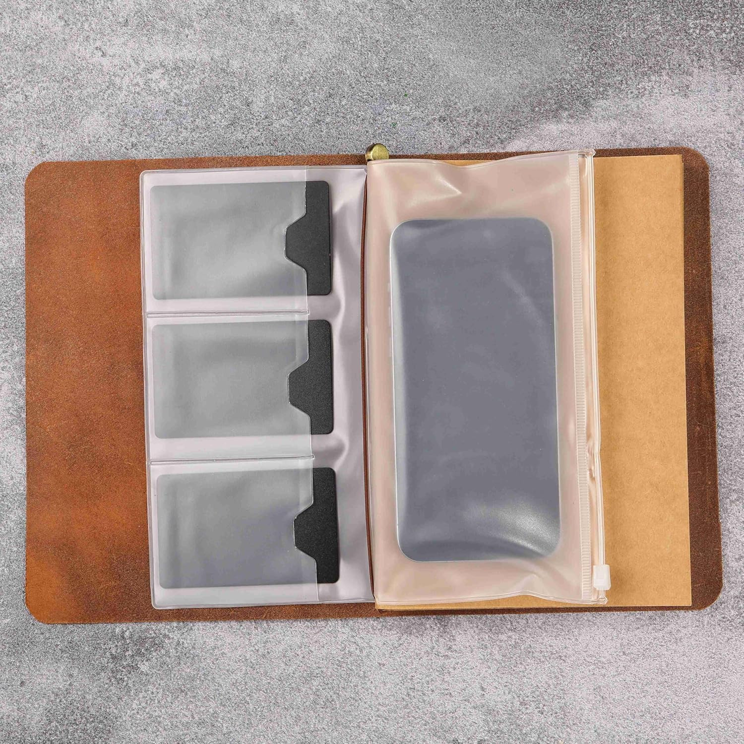 Leather A5 Travelers Notebook Cover with Inner Pockets and Card Slots and Pen Ho