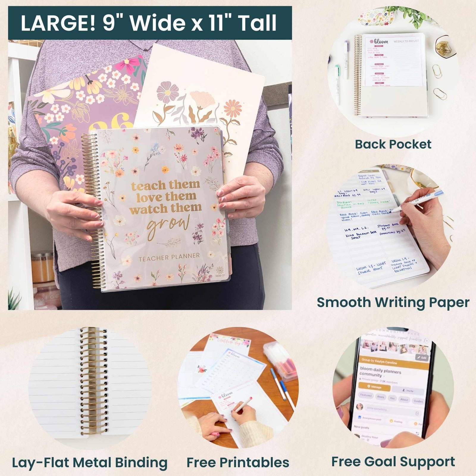 bloom daily planners 2026-2027 Academic Year Teacher Planner & Cool Tones