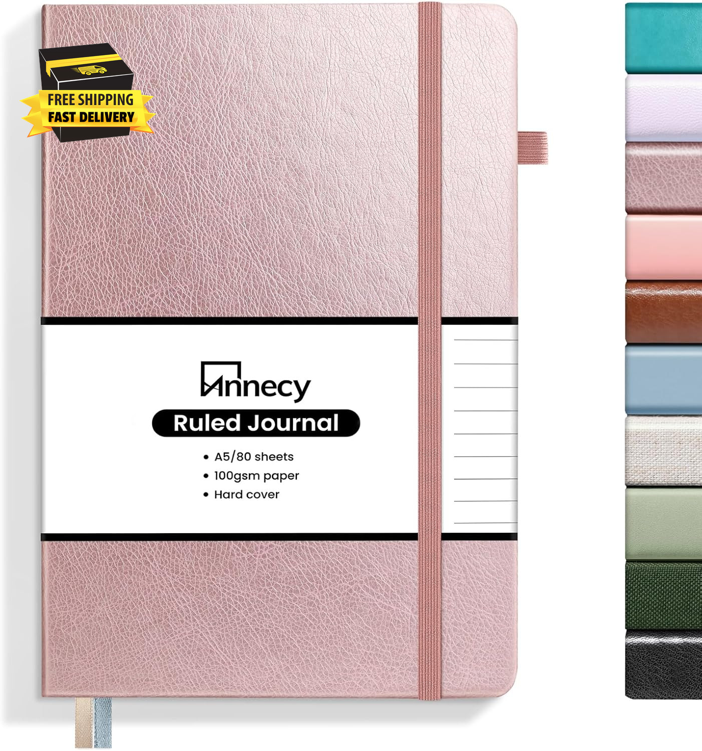 Lined Journal Notebook, Hardcover Leather Journal for Women & Men, 160 Numbered