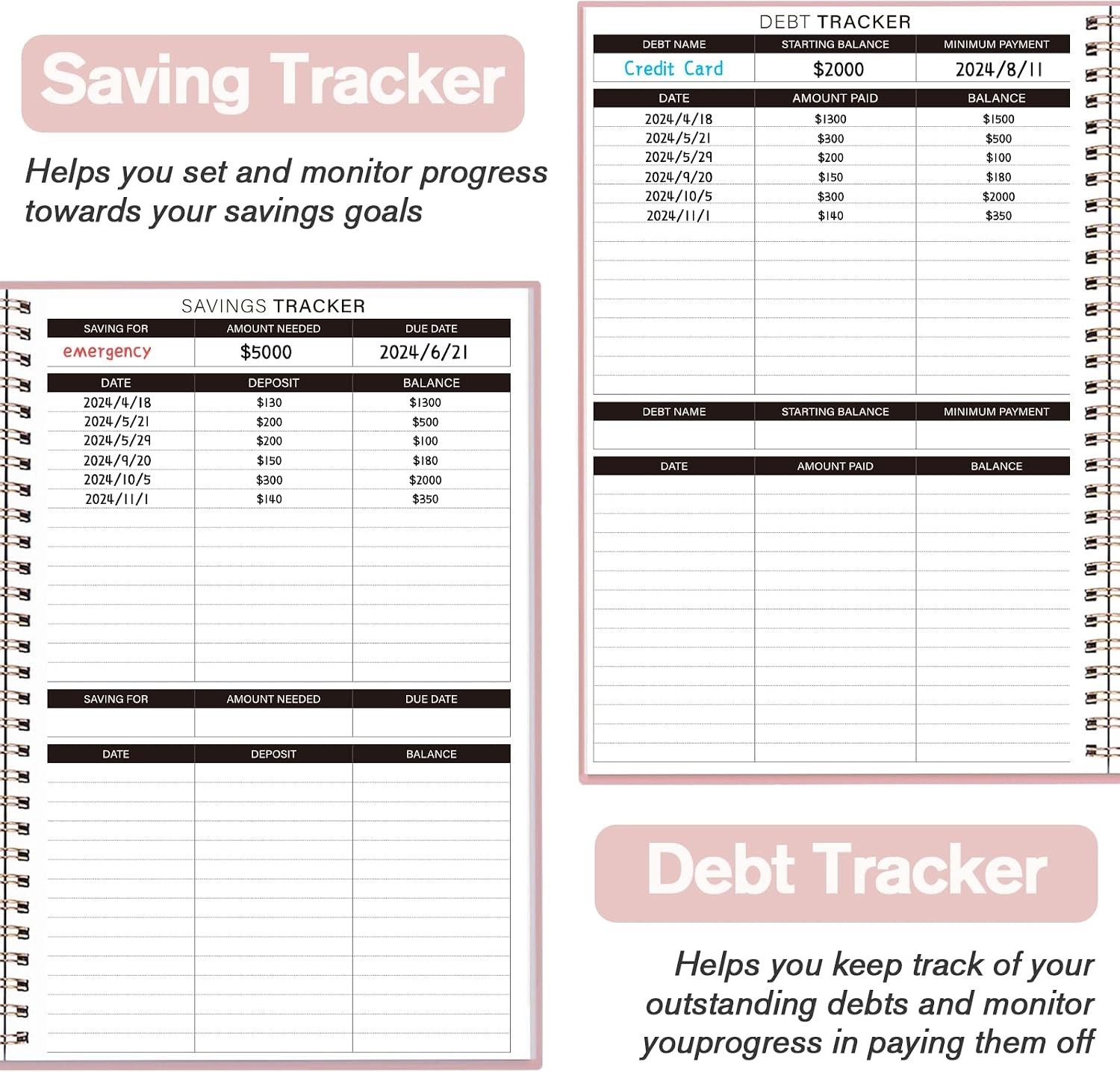 2024 Budget Planner – Undated Notebook with Stickers & Expense Tracking Features