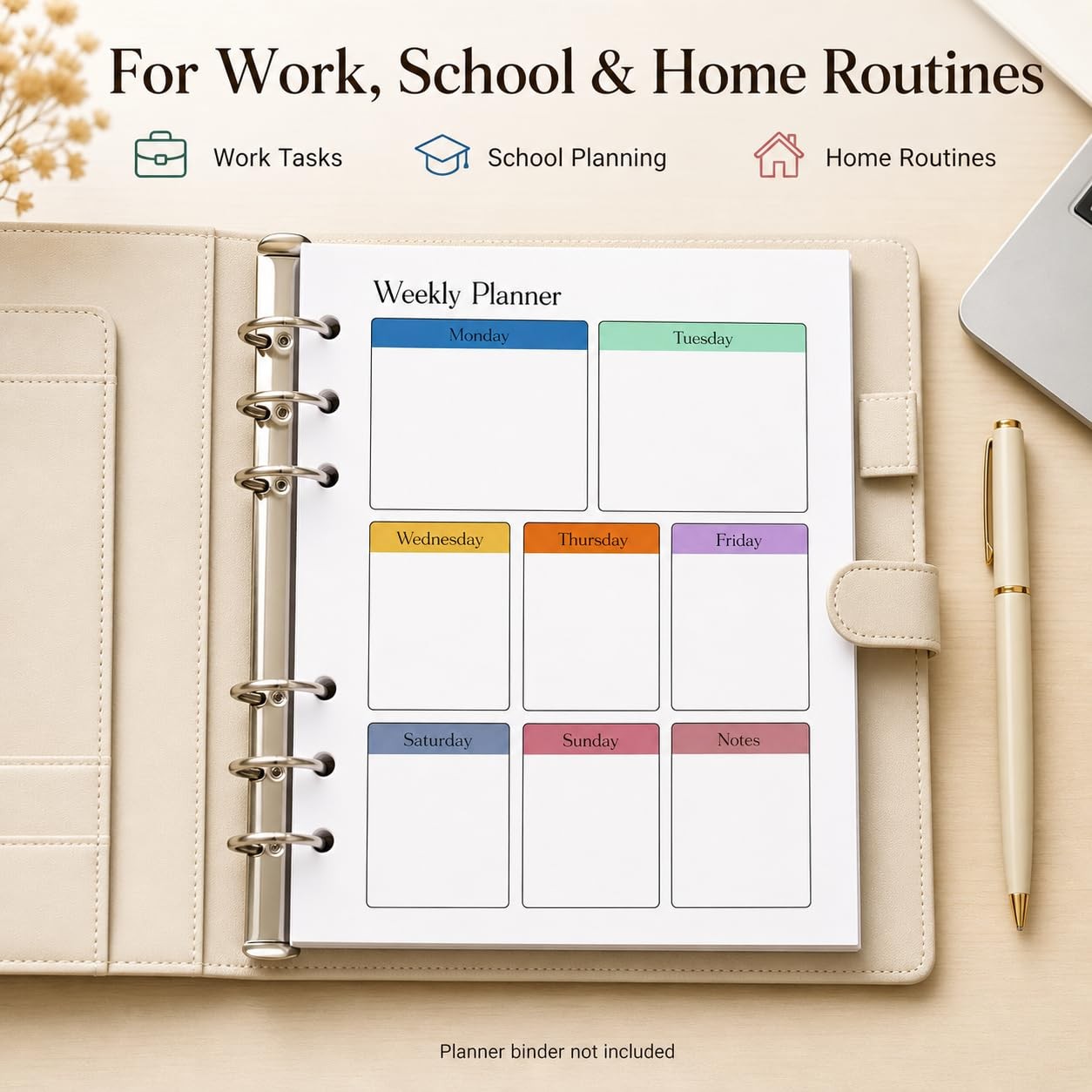 A5 Weekly Planner Inserts, Undated 6-Hole Planner Refill Pages with To-Do Lis…