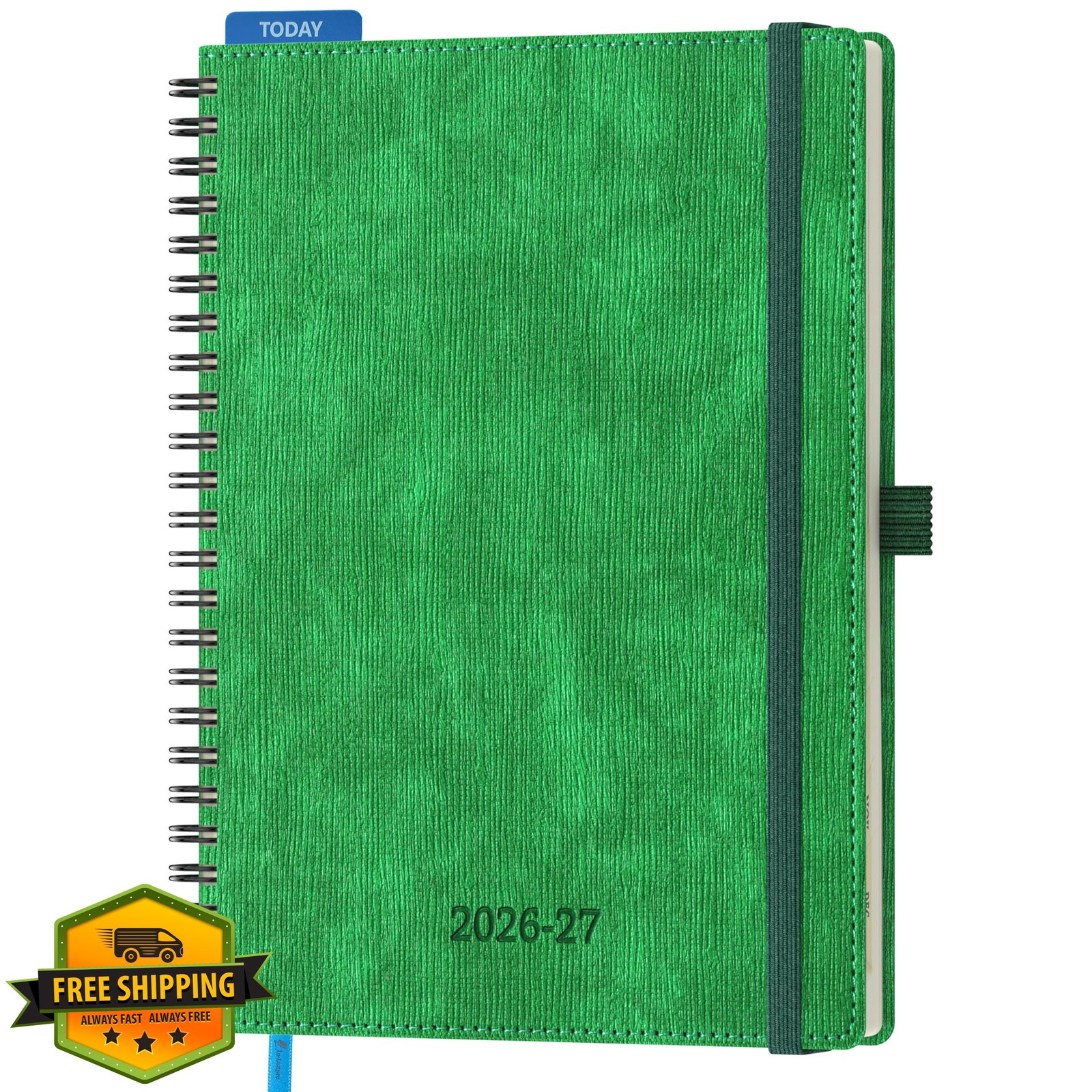 IN-LUXPRO 2026-2027 Planner Green 6.5″x8.5″ Vegan Leather
