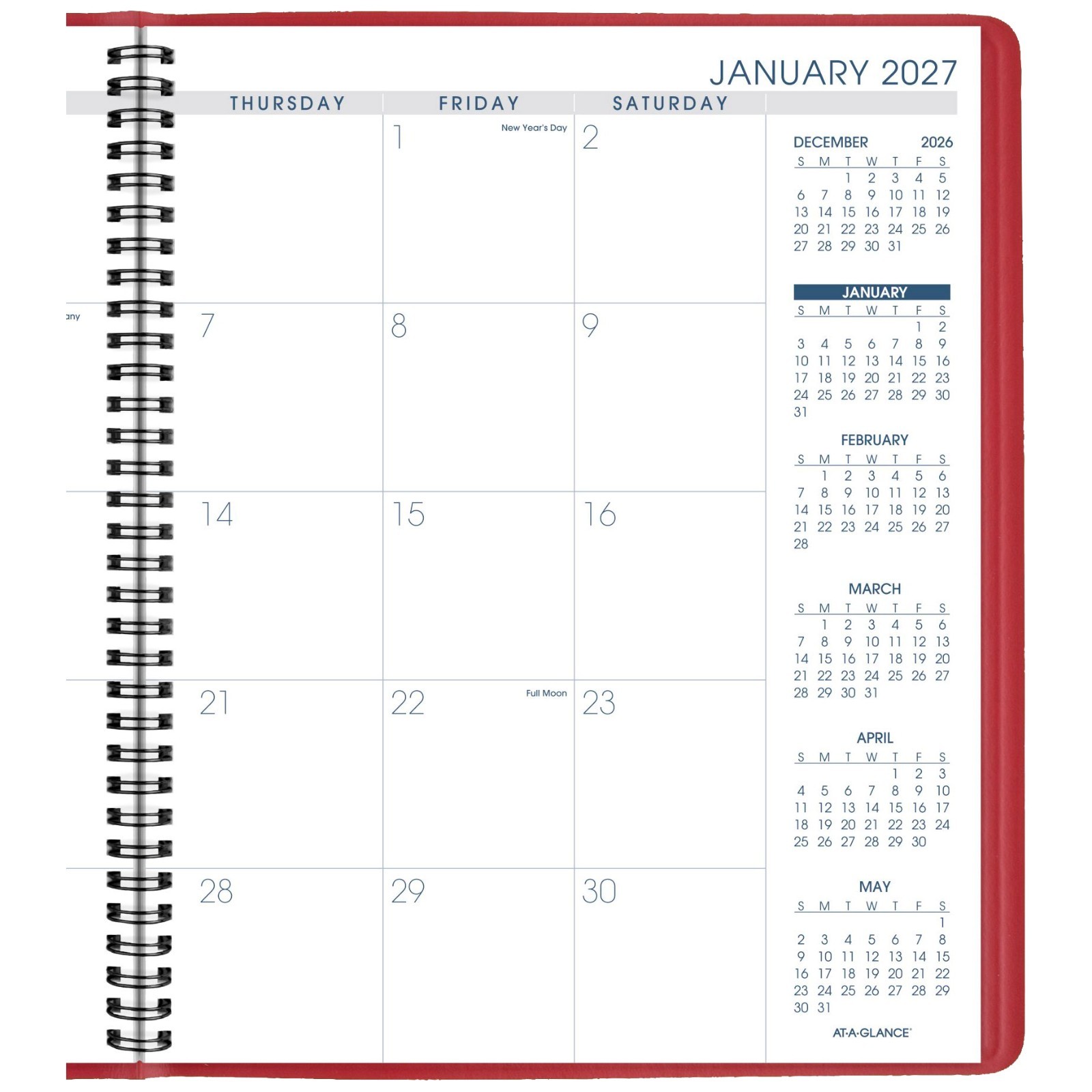 2026 At-A-Glance 70-250-13 Monthly Planner, 9 x 11″, Red Cover