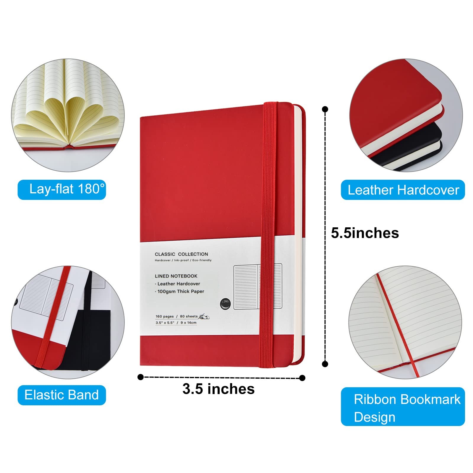 6 Pack Pocket Notebooks Small Journal Mini College 6pcs, 6 Colors