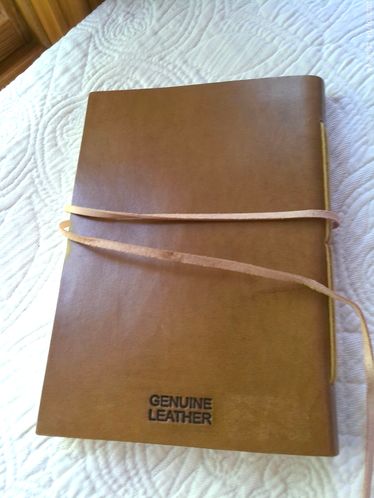 GENUINE LEATHER HANDMADE 144 LINED PAGES INDIA EMBOSSED FLOWERS SADDLE TAN #3