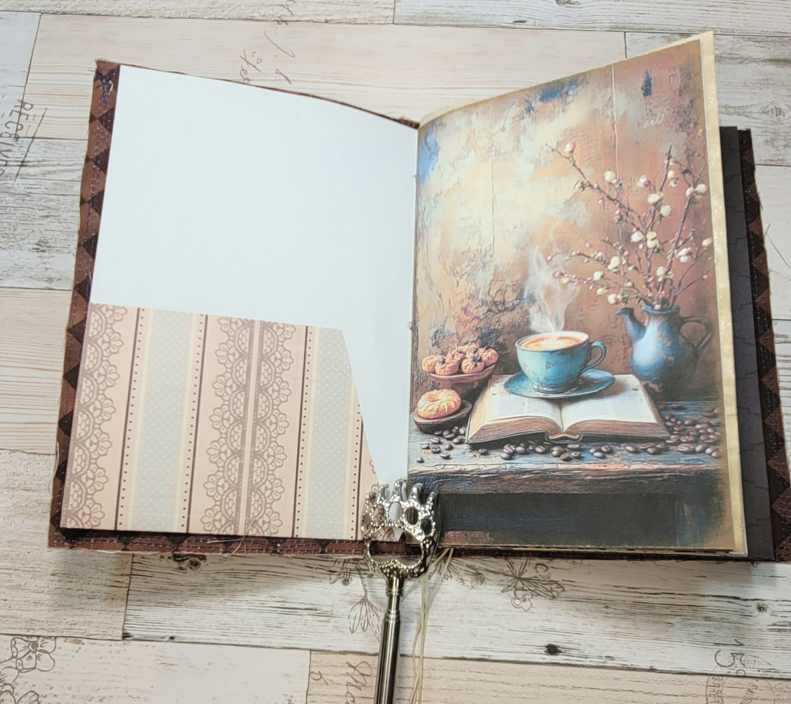 Coffe Junk Journal Kit – Cafe latte with embellishment kit Included