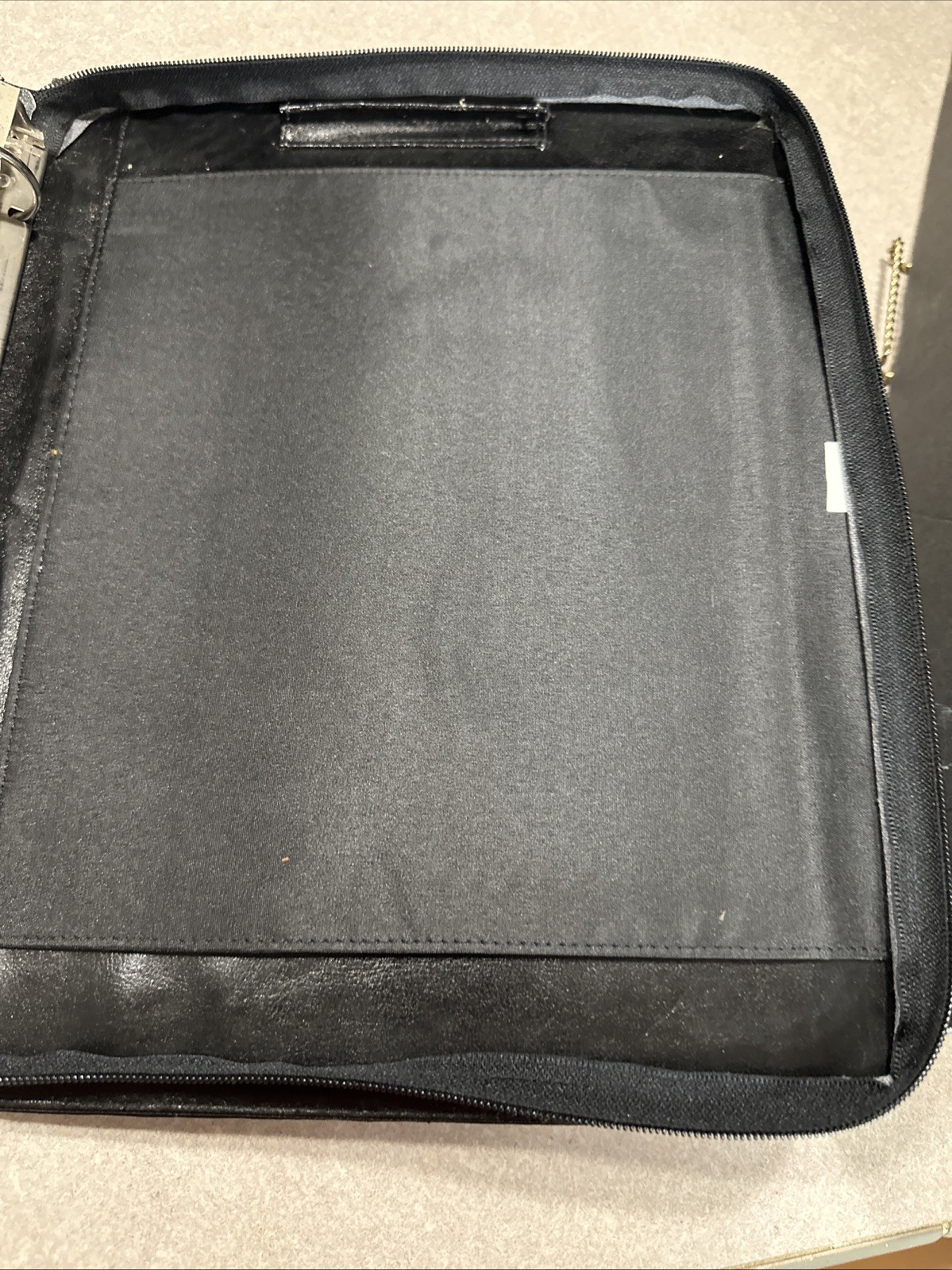 Vintage 1994 90s Black LEATHER 3 RING BINDER/NOTE BOOK Organizer Briefcase