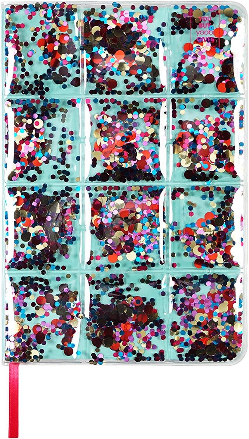 Yoobi Floating Confetti Glitter Lined Cover Journal Notebook 120 College-Ruled