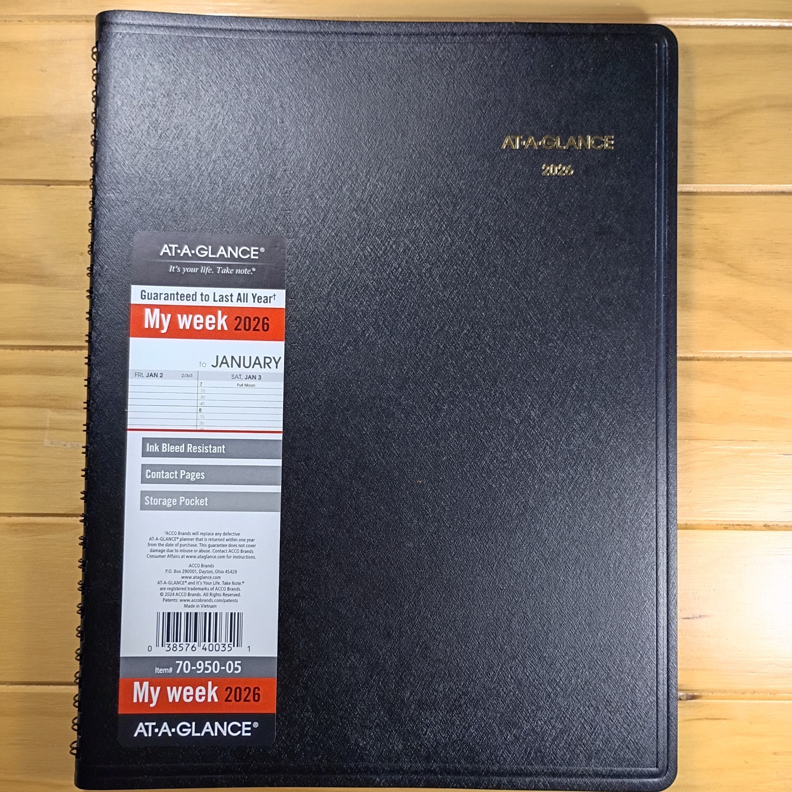 AT-A-GLANCE My Week 2026 Book Item #70-950-05 Black New