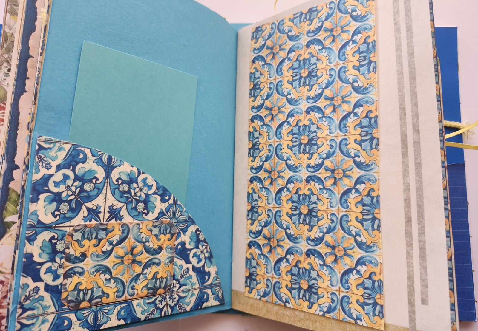 “ITALIAN RIVIERA” Handmade XL Journal Mediterranean Blues, Lemons Keepsake 96pgs