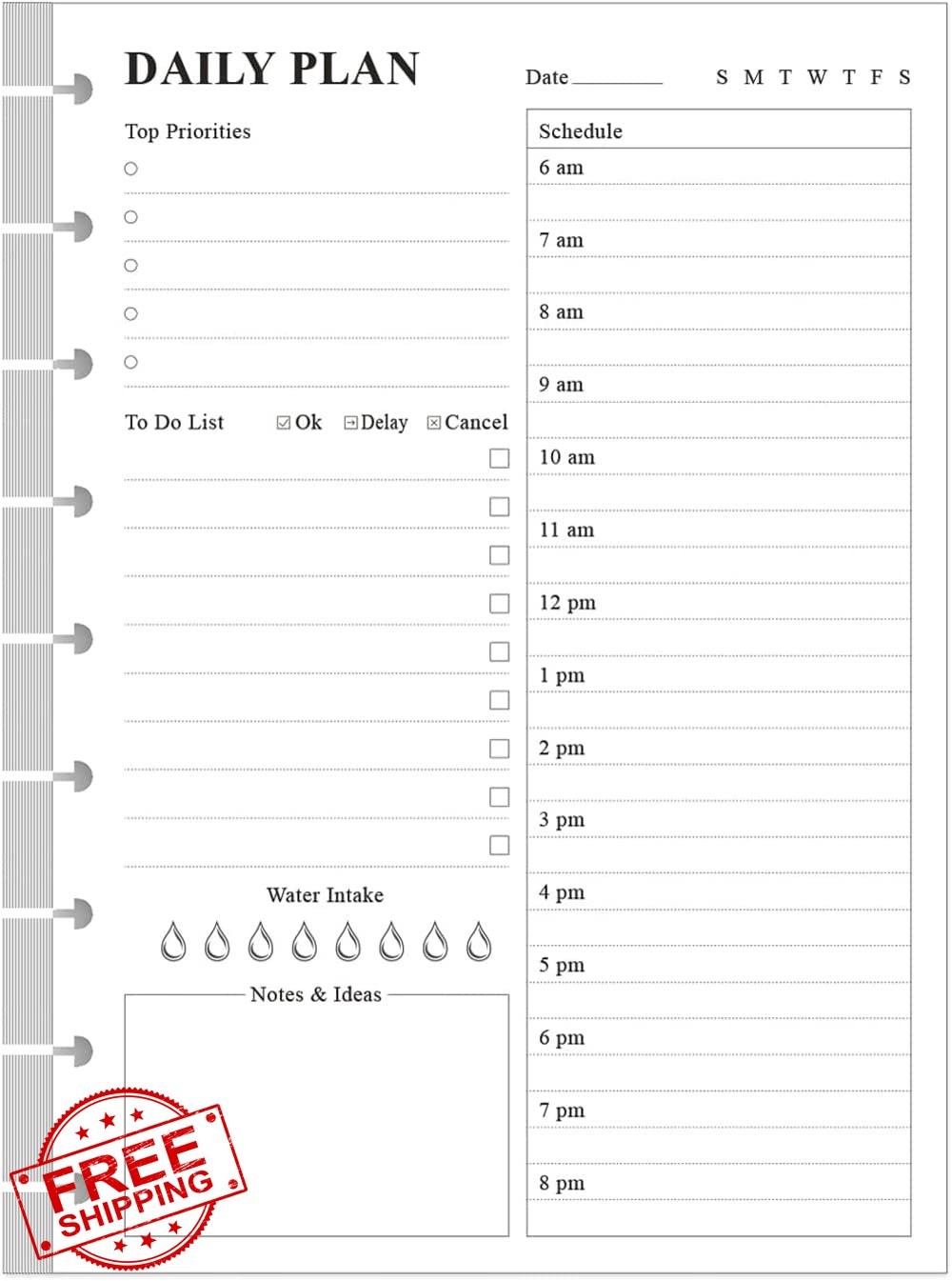Yaridar Daily Planner Refill Paper 100 Sheets 7″x9.25″