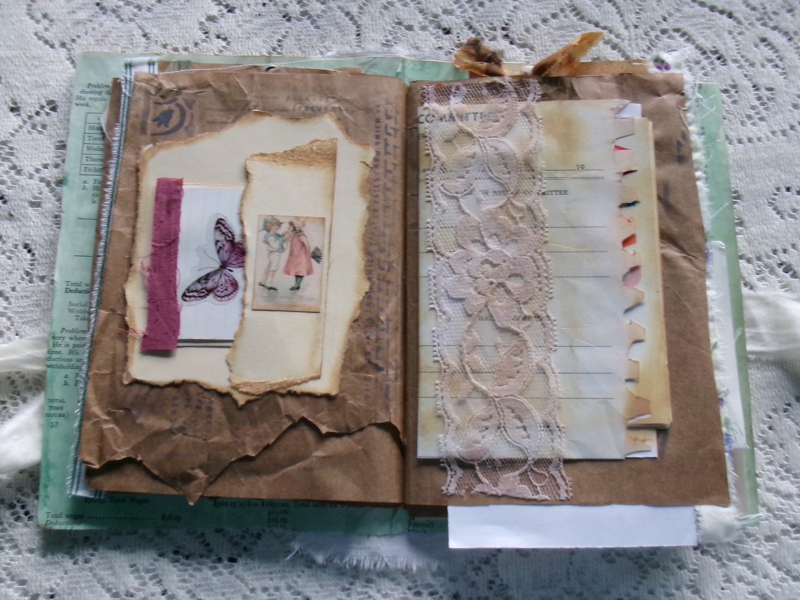 JUNK JOURNAL LADY IN THE MIRROR 6 1/2″ X 9″ APPROX. 50 PAGES