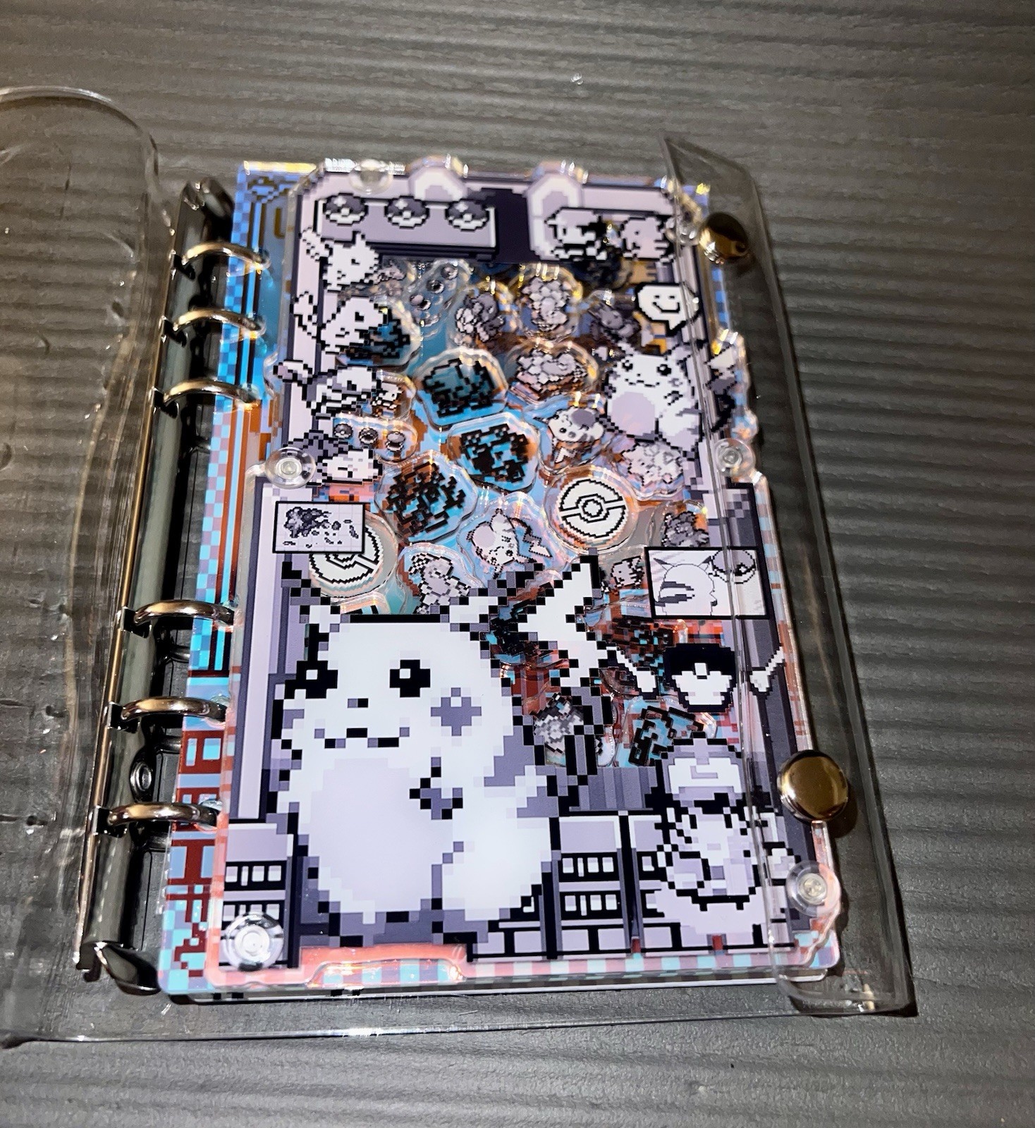 3pc Kawaii Shaker Binder Lot A6 6-Ring Planner Journal Pikachu Roger Rabbit Book