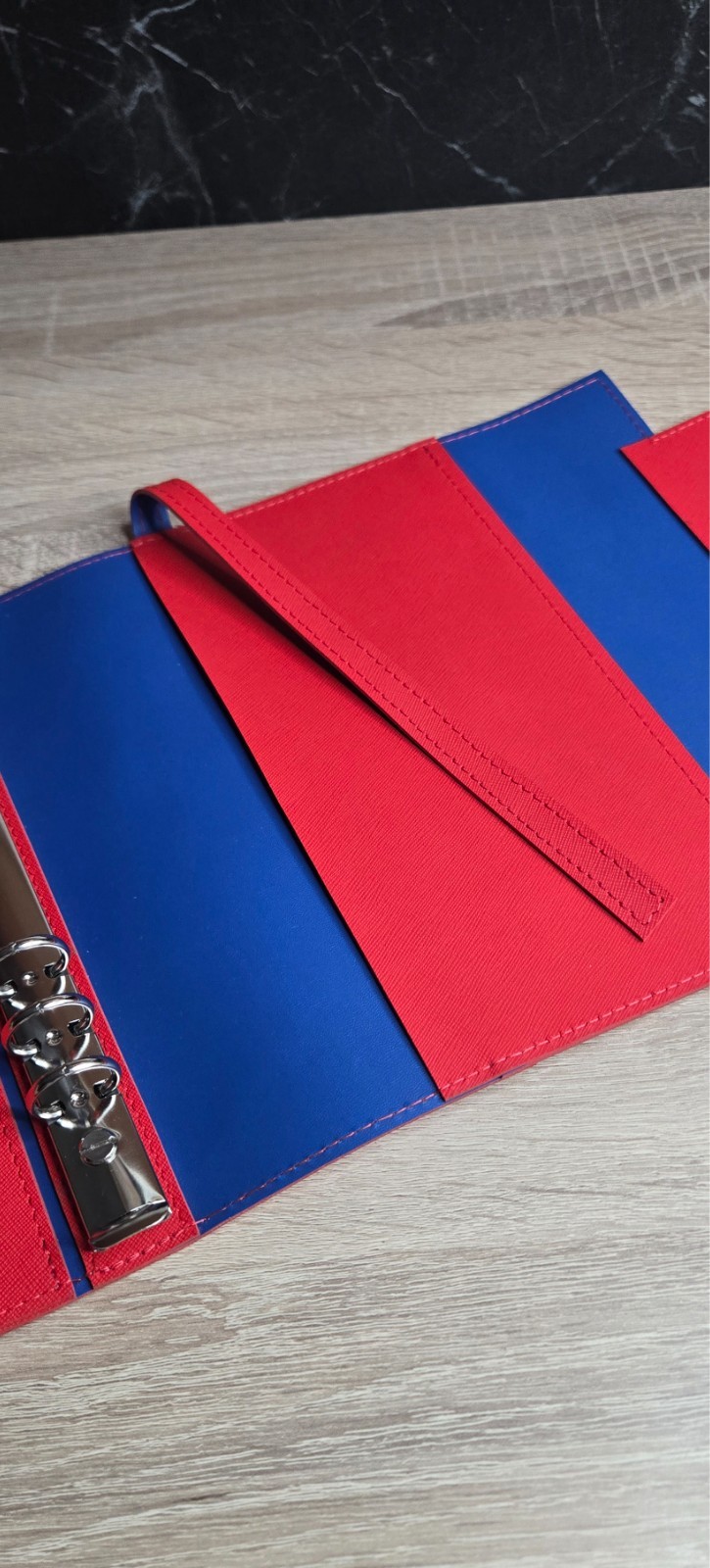 Orange red blue Leather Cover planner A5 – Oops Shop just cover with binder